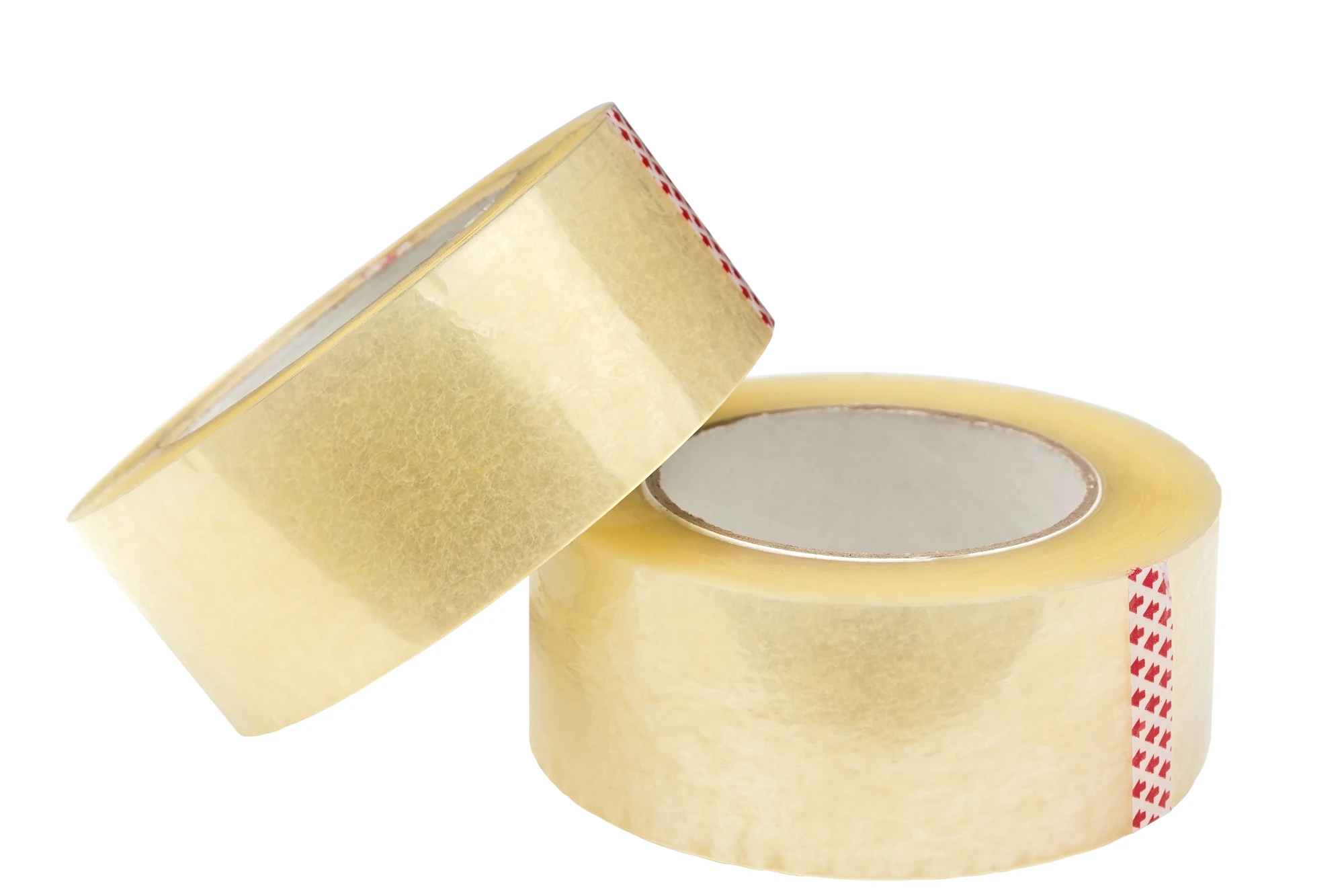 1 roll of packing tape resting on another